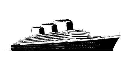 Obraz premium Elegant Ocean Liner Silhouette Black and White.
