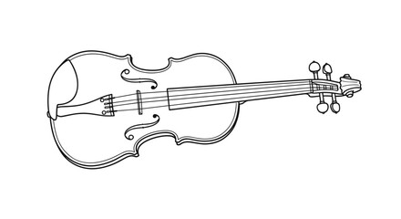 Obraz premium Hand Drawn Sketch of a Classic Violin Musical Instrument.