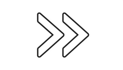 Obraz premium Simple outlined double right arrow icon, pointing toward direction on white background