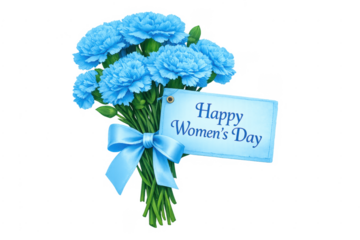 Blue carnation bouquet celebrating international women's day