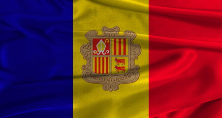 Flag Andorra With Fabric Textured