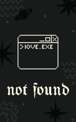 A Creative and Playful Depiction of a 90s-Inspired Computer Window Displaying a 'Not Found' Error with a Retro Aesthetic