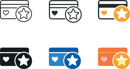 Rewards membership symbol depicting a simple card combined with a star badge and appreciation icon to convey customer retention