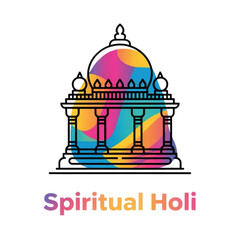 Vibrant temple dome celebrating spiritual holi festival with colorful splashes Vector, illustration