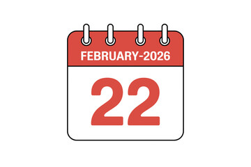 A minimalist vector graphic of a calendar icon showing February 22, 2026