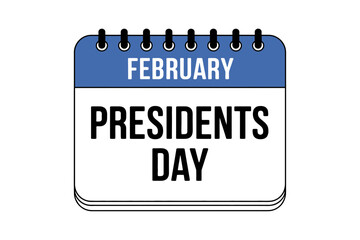 A vector graphic illustration of a calendar page marking Presidents Day in February with a blue and white design