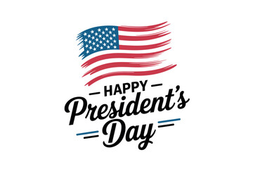 A vector graphic illustration of a waving American flag with Happy President's Day text