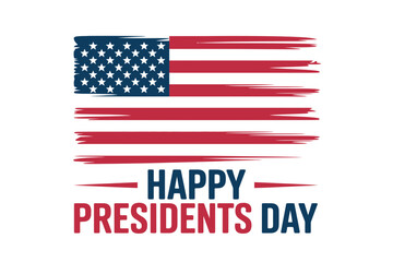 A vector graphic illustration of an American flag with the words 'Happy Presidents Day' in a bold, patriotic design.