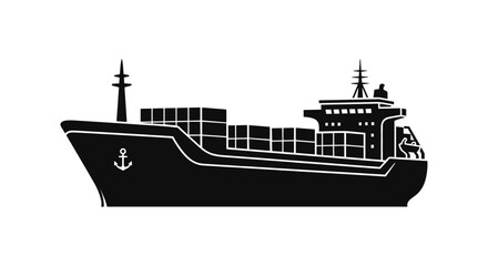 Obraz premium Silhouette of a large cargo ship carrying containers.