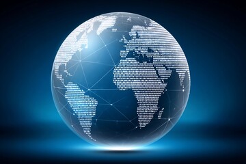 Globe with network lines and glowing dots