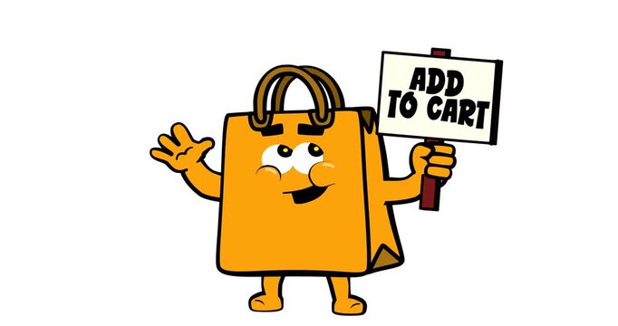 Cute happy shopping bag mascot character, for promotion, sales and e commerce. video, short
