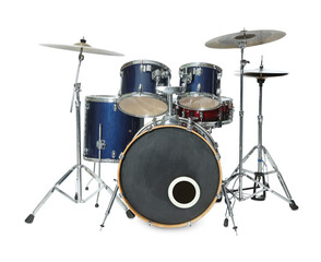 Drum kit isolated on white. Musical instruments