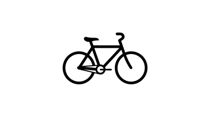 Simple Black Silhouette of a Bicycle on White Background.