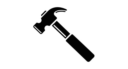 Simple Black Silhouette of a Claw Hammer Tool.