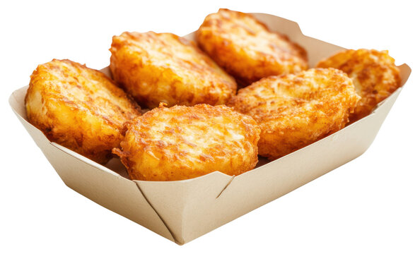 PNG Real savory hash browns in takeaway packaging food breakfast container.