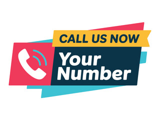 Colorful Call to Action Phone Icon with Text for Marketing and Advertising Campaigns