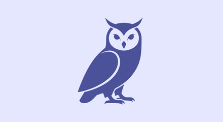 Blue owl silhouette illustration