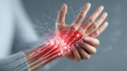A hand x-ray with red lines on