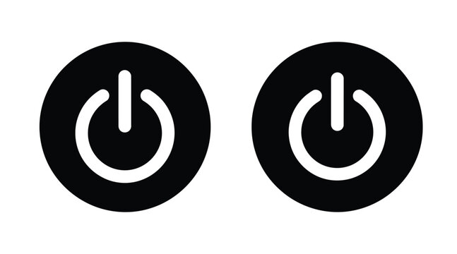 Two circular power buttons displayed in a stark black and white silhouette