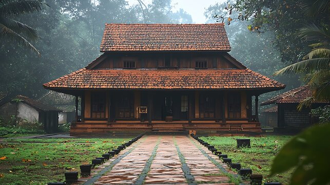 Traditional kerala architecture with serene vibes high resolution picture