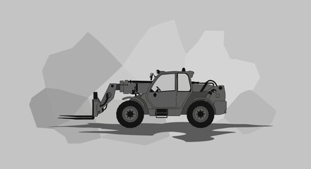 Fototapeta premium Essential Construction Site Telehandler Forklift Lifting Heavy Loads Vector Artwork