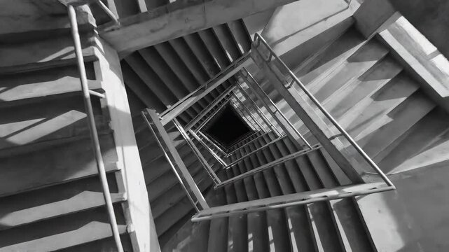 Hypnotic spinning spiral staircase animation loop