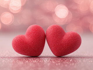 Obraz premium Romantic red Valentine heart-shaped, symbol of love and romance for valentine's background. 