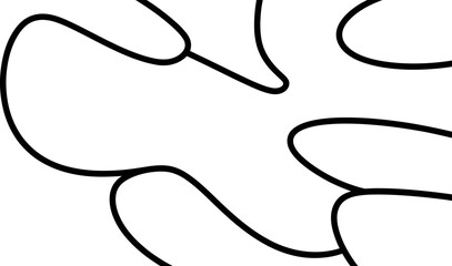 A minimalist black line art design featuring smooth abstract shapes on a white background