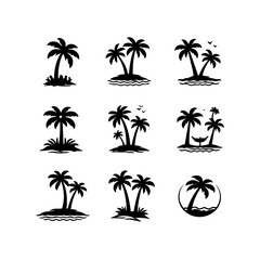 Fototapeta premium palm trees vector icon set on a white background Vector icon set