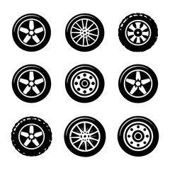wheels vector icon set on a white background
Vector icon set