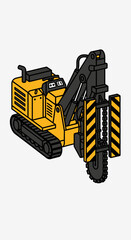 Heavy Duty Trenching Machine Industrial Excavation Equipment Cartoon Illustration Construction