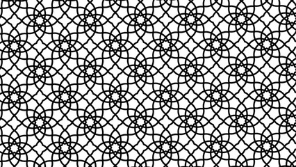 Fototapeta premium Seamless Arabic Islamic geometric pattern in black color with elegant ornamental arabesque design. Traditional Middle Eastern style suitable for background, wallpaper, textile, fabric, packaging.eps