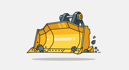 Heavy Duty Yellow Excavator Bucket With Rocks And Debris Construction Equipment Icon