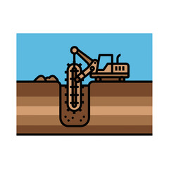 Heavy Equipment Excavating Trench For Underground Utilities Infrastructure Development