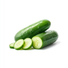 Fresh and Crisp Cucumbers on White Background Perfect for Healthy Eating and Culinary Uses