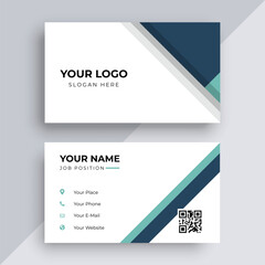 Professional Minimalist Corporate Business Card Template Design with QR Code and Geometric Shapes - Vector Illustration