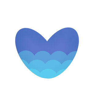 Sea wavy heart blue turquoise sticker