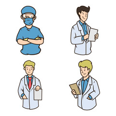 Set of Doctor Illustration Design Template.