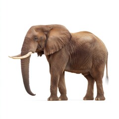 Obraz premium Majestic African Elephant Standing Proudly in Natural Habitat with Large Ears and Curved Tusks Capturing Beauty of Wildlife