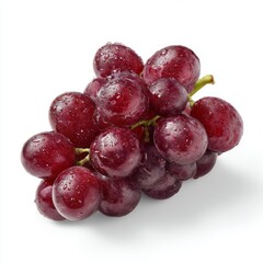 Fresh and Juicy Red Grapes on White Background with Water Drops for Healthy Food and Nutrition Concepts