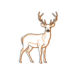 Obraz premium Full-length deer with horns, white and orange. Vector illustration.