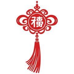 Chinese decorative knot ornament isolated on transparent background for cultural and festive artwork - Vector PNG