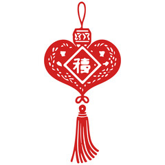 Red chinese knot decoration illustration isolated png for lunar new year and oriental festival design - Vector PNG