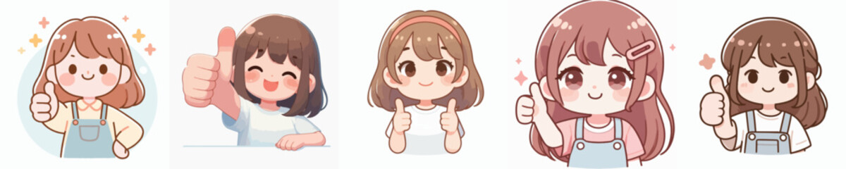 Obraz premium A Cute Giving Giving Thumbs Up Vector Illustration