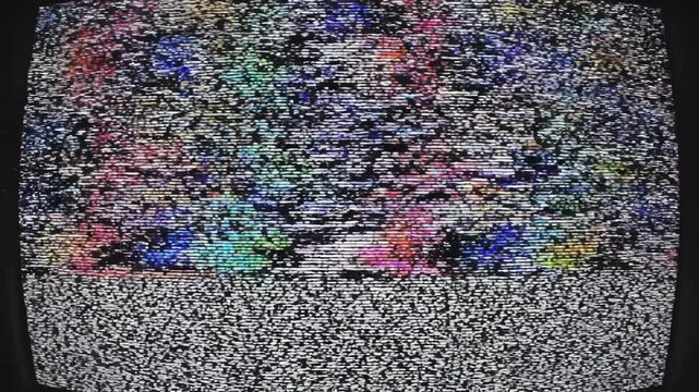 Vintage television glitch with houndstooth pattern and static noise