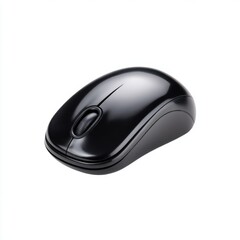 Sleek Black Wireless Mouse on White Background for Office and Home Use with Ergonomic Design and Smooth Operation