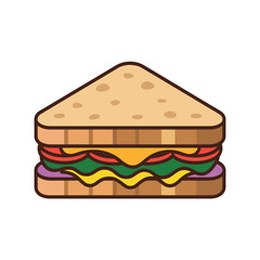 Colorful Cartoon Sandwich with Various Fillings