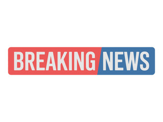 Breaking News Graphic with Red and Blue Colors and White Text on White Background