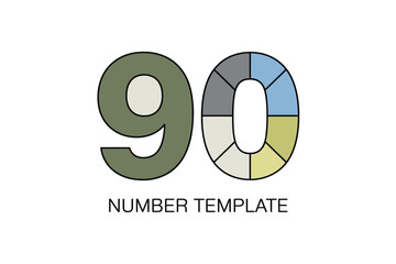 Colorful Number 90 Template Design