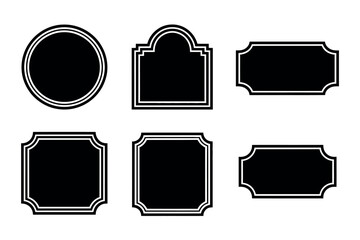 Black and white label templates collection with various shapes and designs for branding purposes